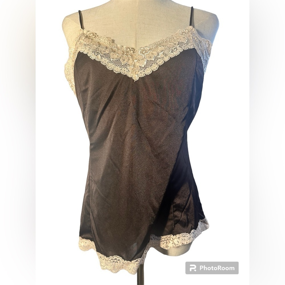Beautiful Silky Brown and Lace Camisole with Built in Bra